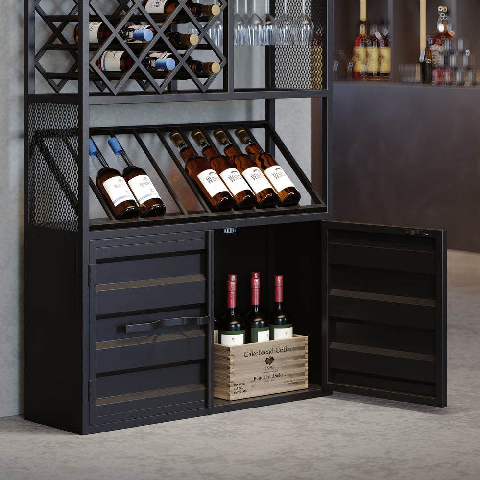 HMR - Industrial Standing Glass Wine Rack 70.9" in Left Side
