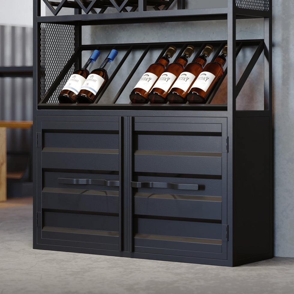 HMR - Industrial Standing Glass Wine Rack 70.9" in Left Side