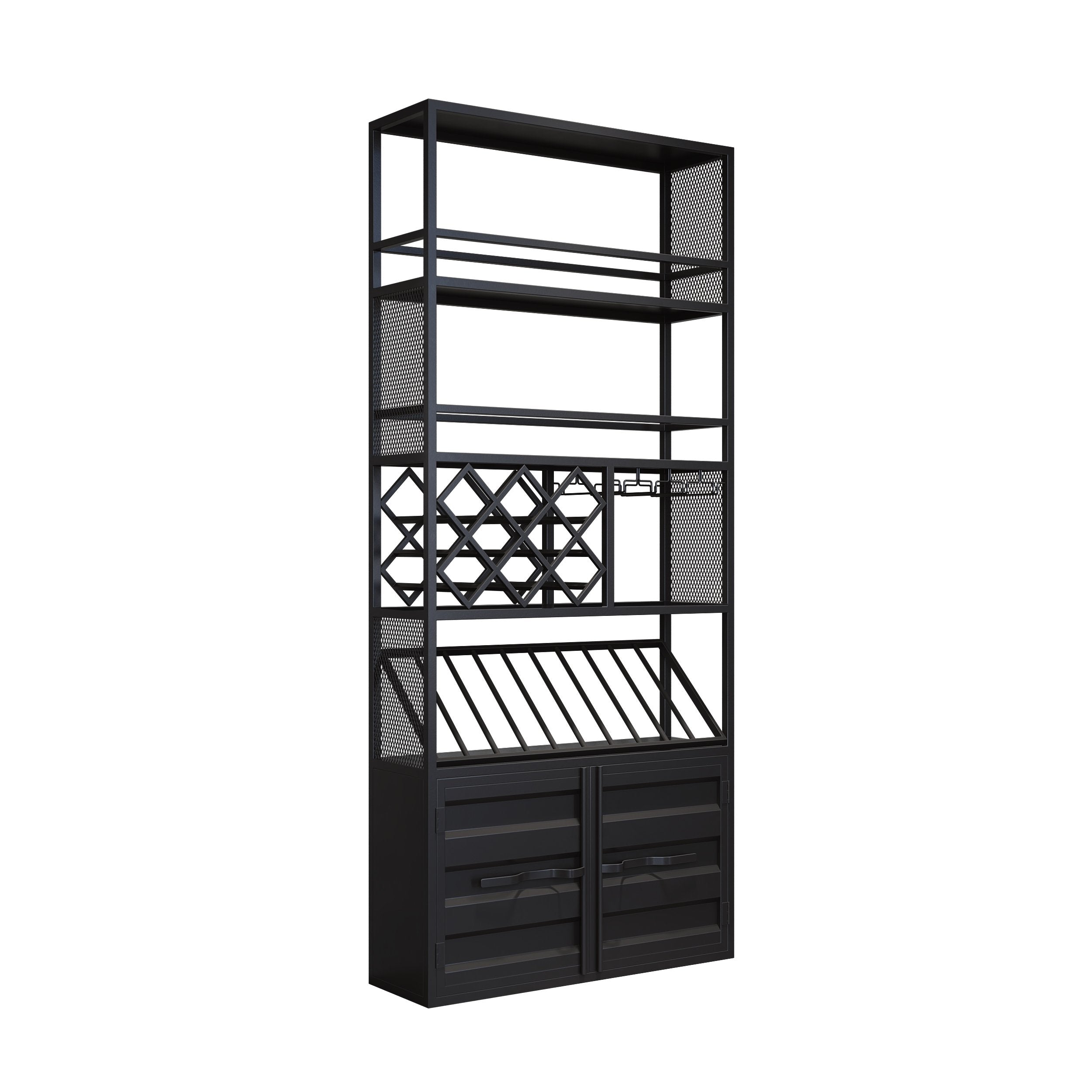HMR - Industrial Standing Glass Wine Rack 70.9" in Left Side