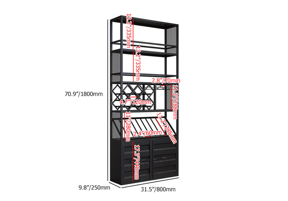 HMR - Industrial Standing Glass Wine Rack 70.9" in Left Side