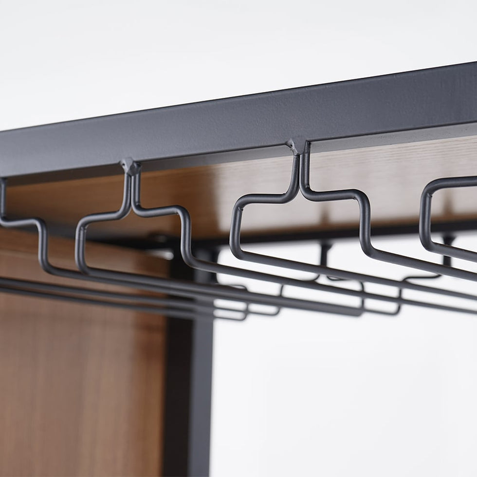 HMR - Industrial Bar Wine Rack Cabinet with Glass Holder