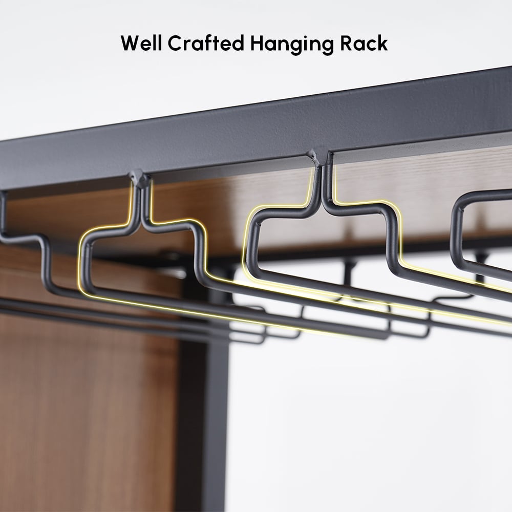 HMR - Industrial Bar Wine Rack Cabinet with Glass Holder