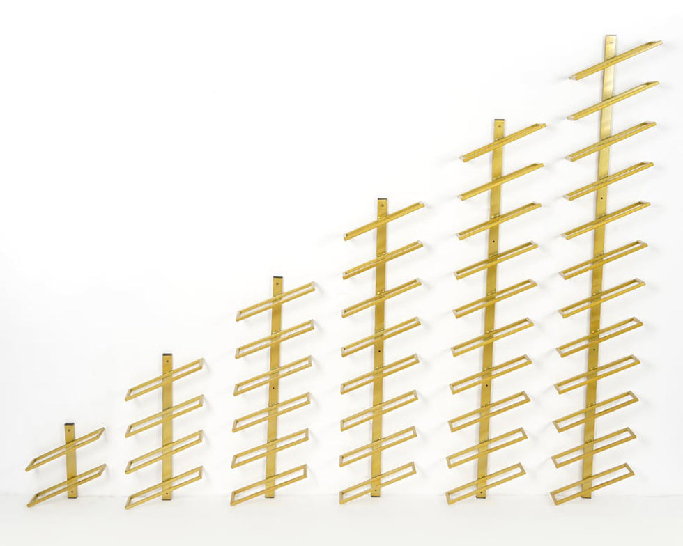 HMR - Industrial Metal Wall-Mounted Wine Rack Set in Gold