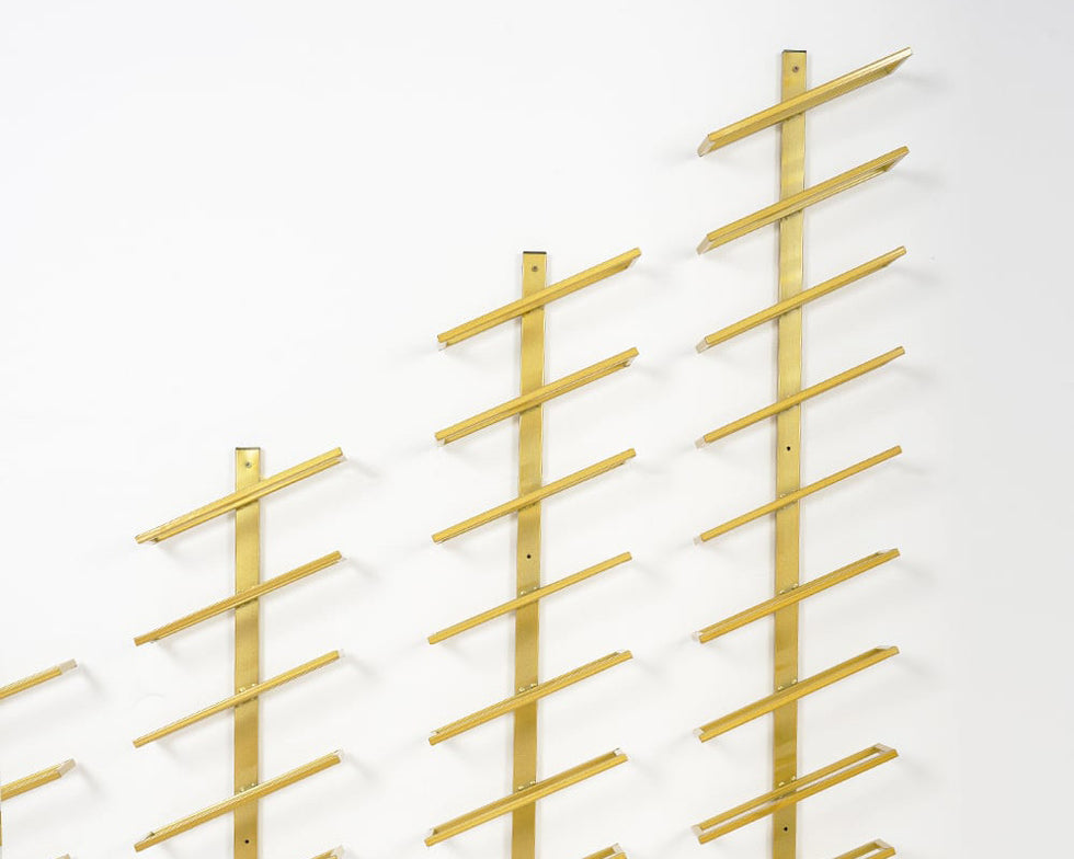 HMR - Industrial Metal Wall-Mounted Wine Rack Set in Gold