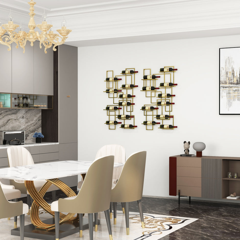 HMR - Modern Geometric Wall Mounted Wine Rack for 10-Bottle