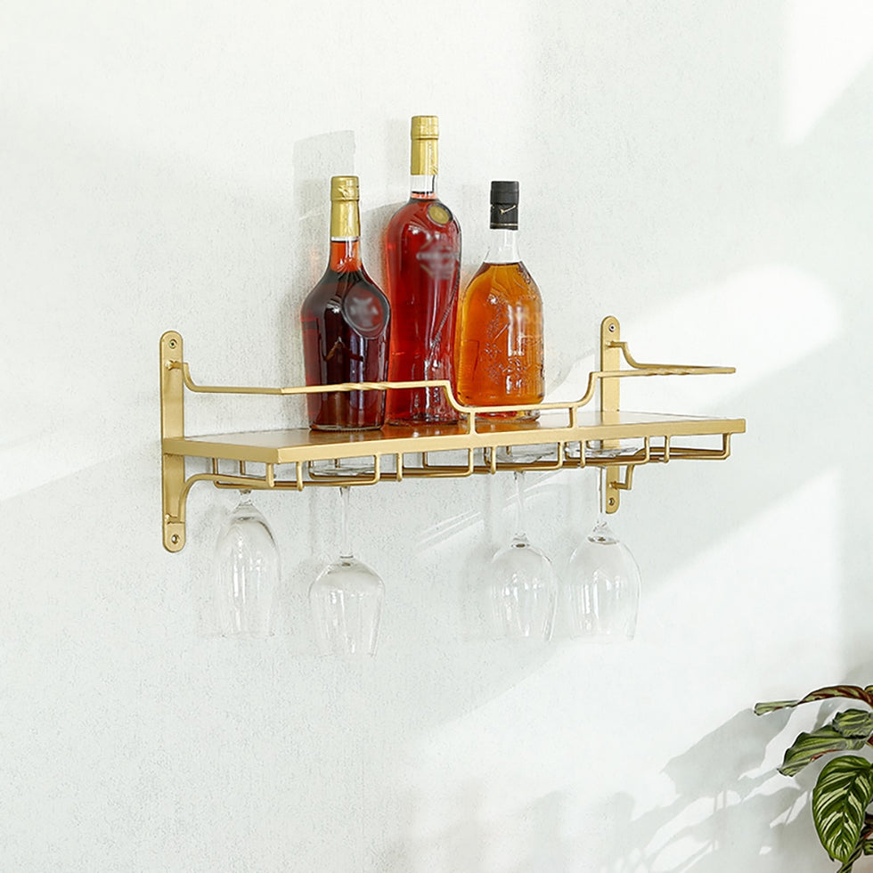 HMR - Nordic Wall Mounted Wine Rack Glass Rack in Gold