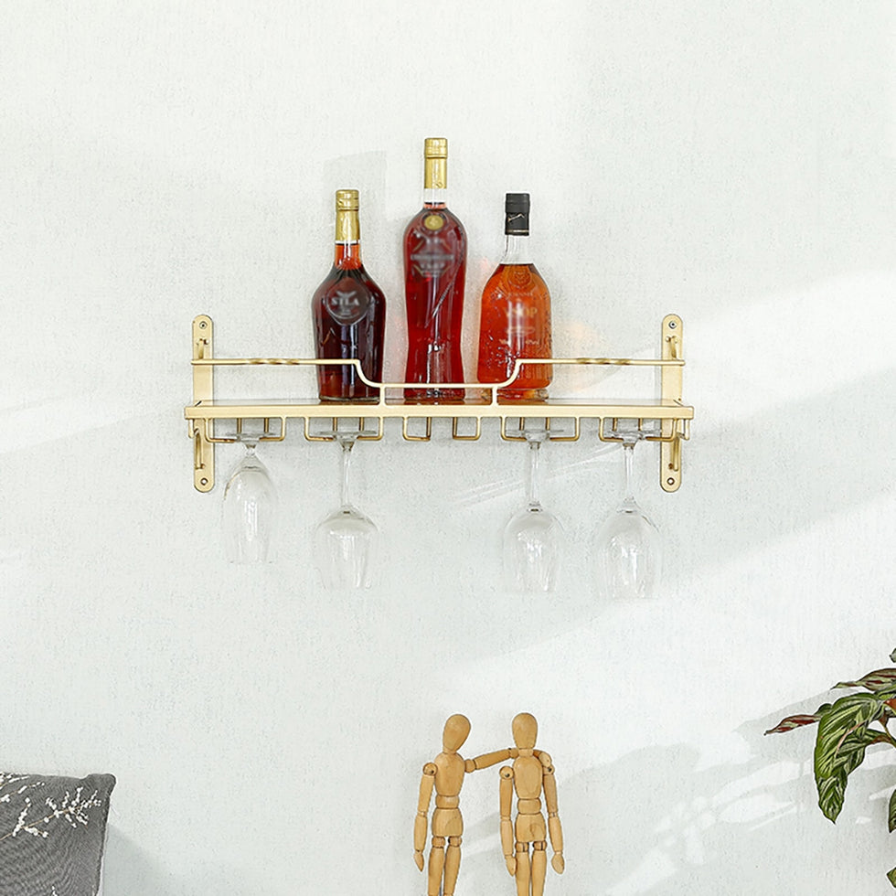 HMR - Nordic Wall Mounted Wine Rack Glass Rack in Gold