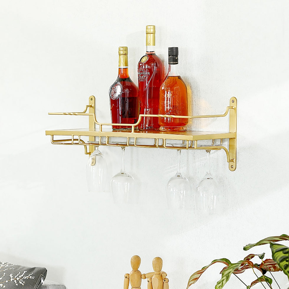 HMR - Nordic Wall Mounted Wine Rack Glass Rack in Gold