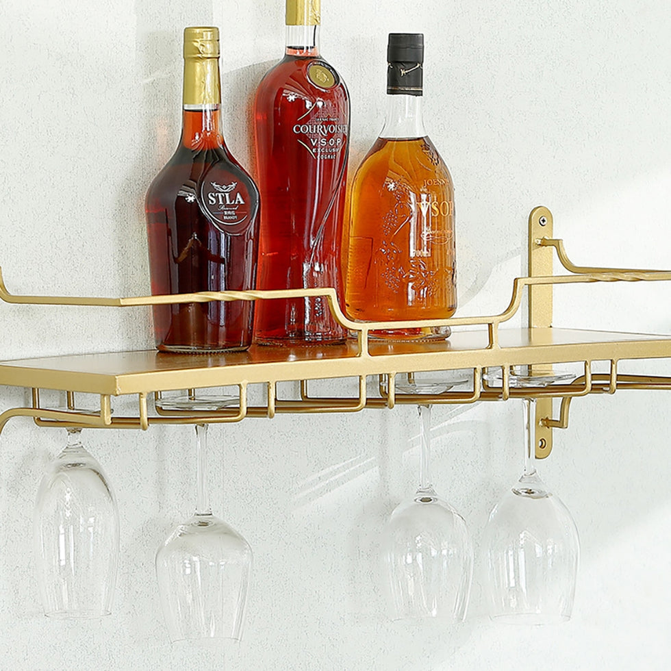 HMR - Nordic Wall Mounted Wine Rack Glass Rack in Gold