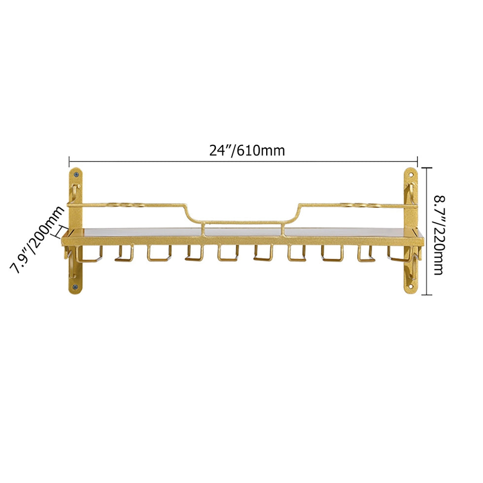 HMR - Nordic Wall Mounted Wine Rack Glass Rack in Gold