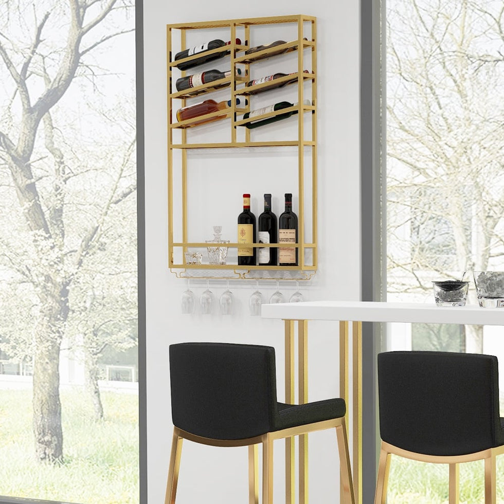 HMR - Industrial Wall Mounted Wine Rack with Bottle Rack