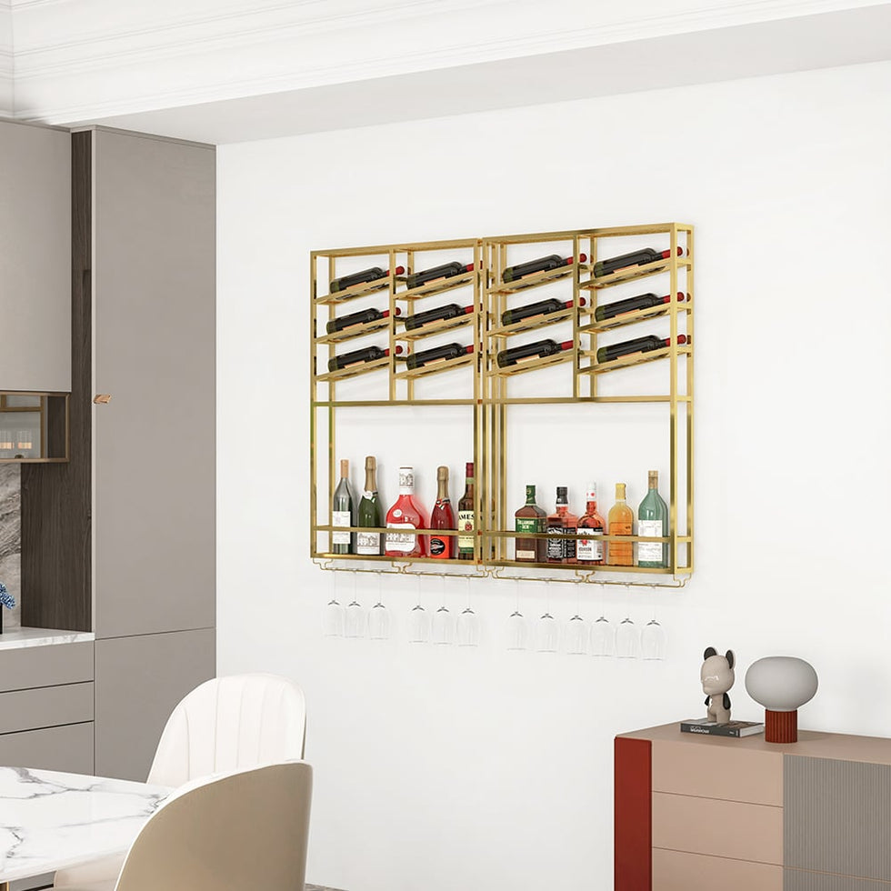 HMR - Industrial Wall Mounted Wine Rack with Bottle Rack