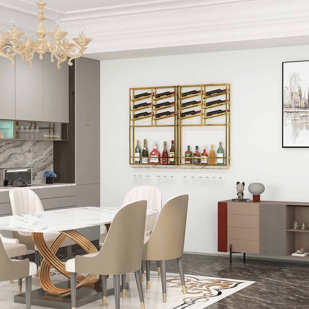 HMR - Industrial Wall Mounted Wine Rack with Bottle Rack