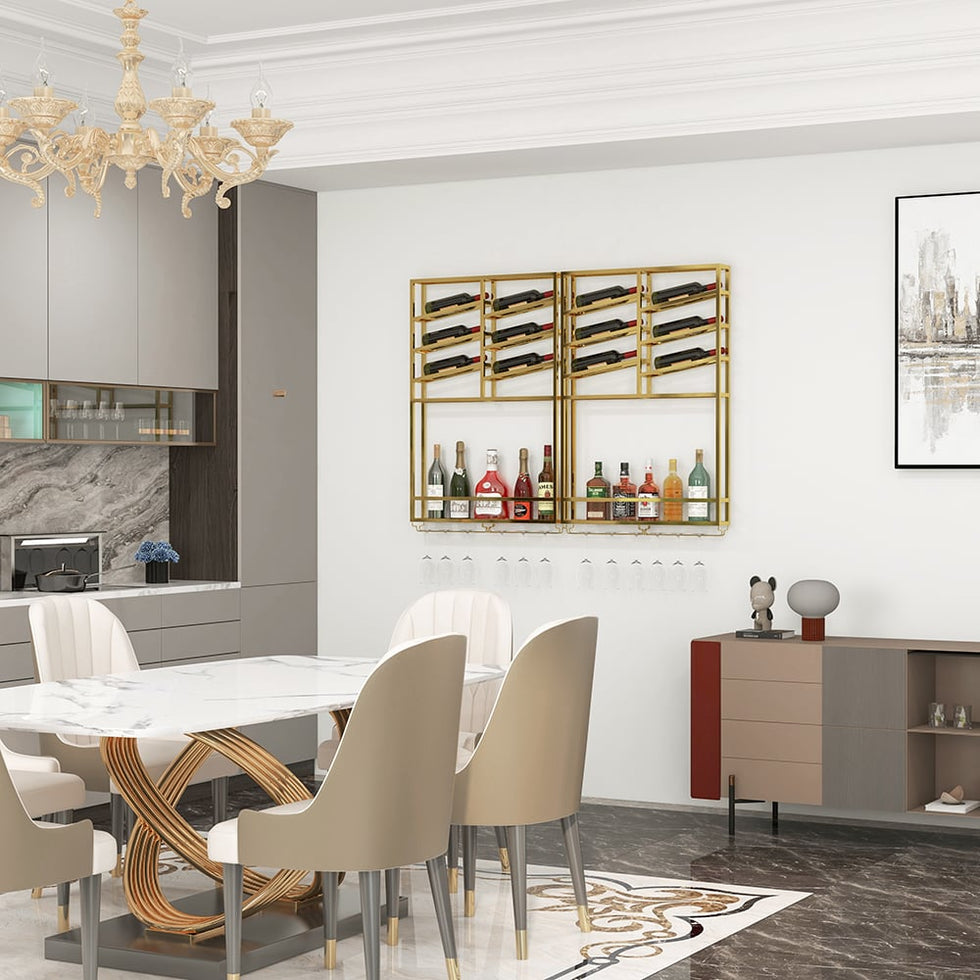 HMR - Industrial Wall Mounted Wine Rack with Bottle Rack