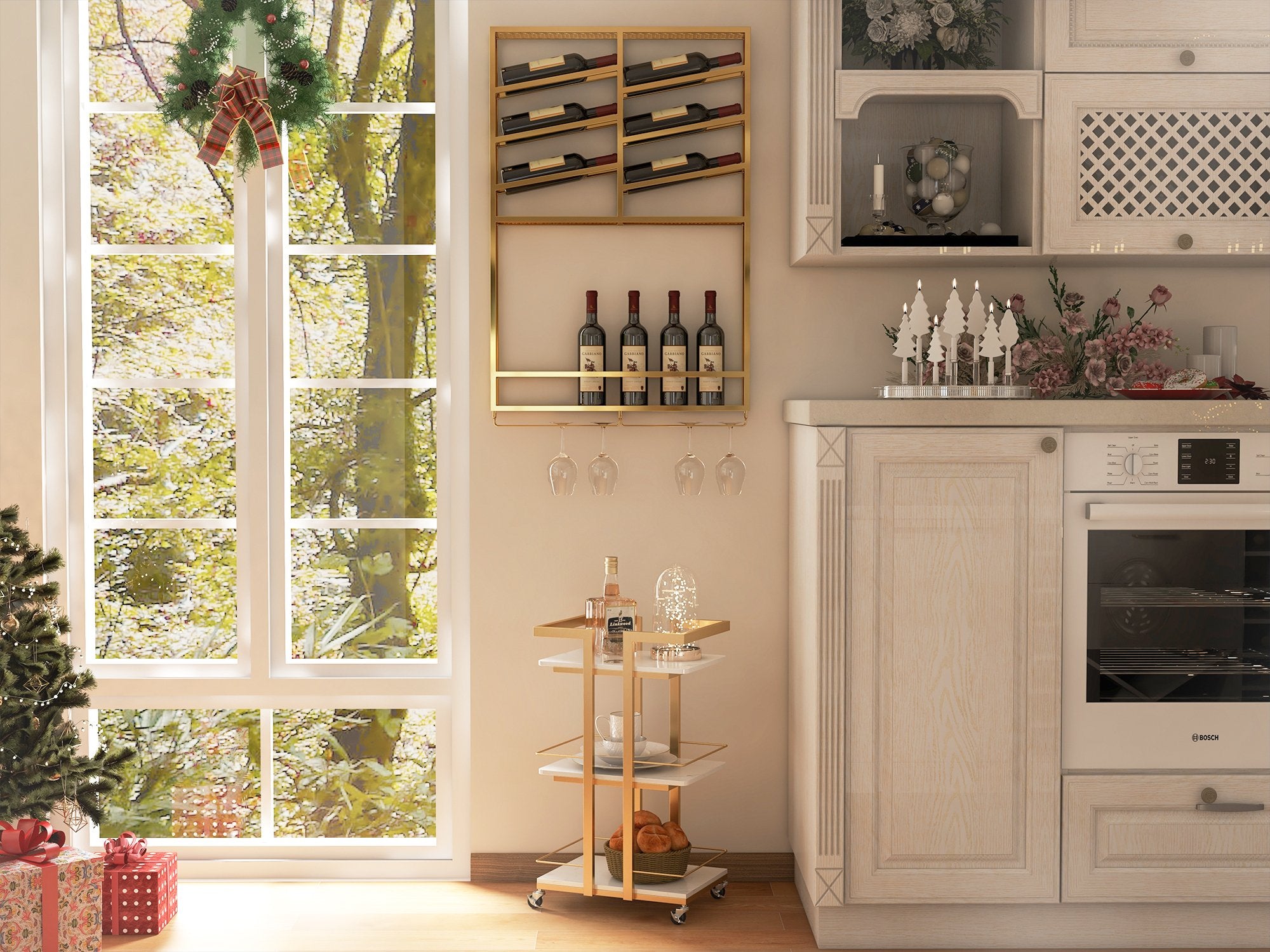 HMR - Industrial Wall Mounted Wine Rack with Bottle Rack