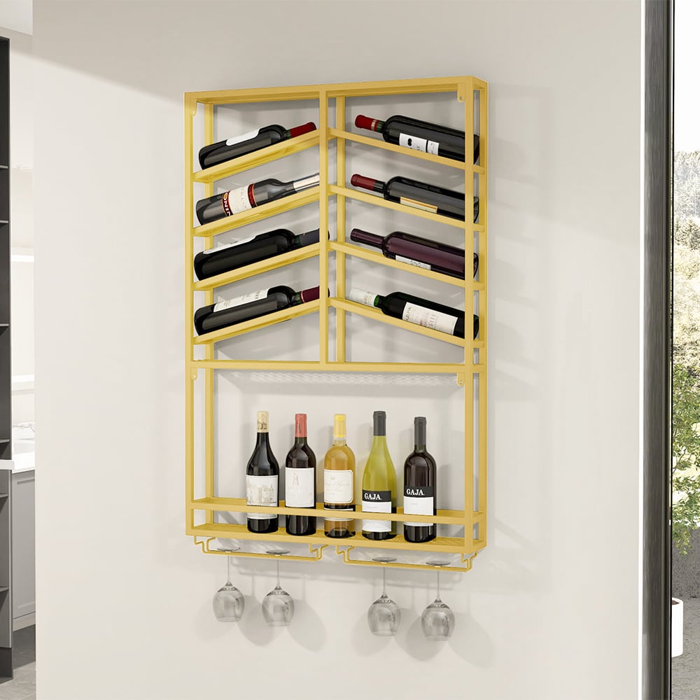 HMR - Industrial Wall Mounted Wine Rack with Glass & Bottle Rack