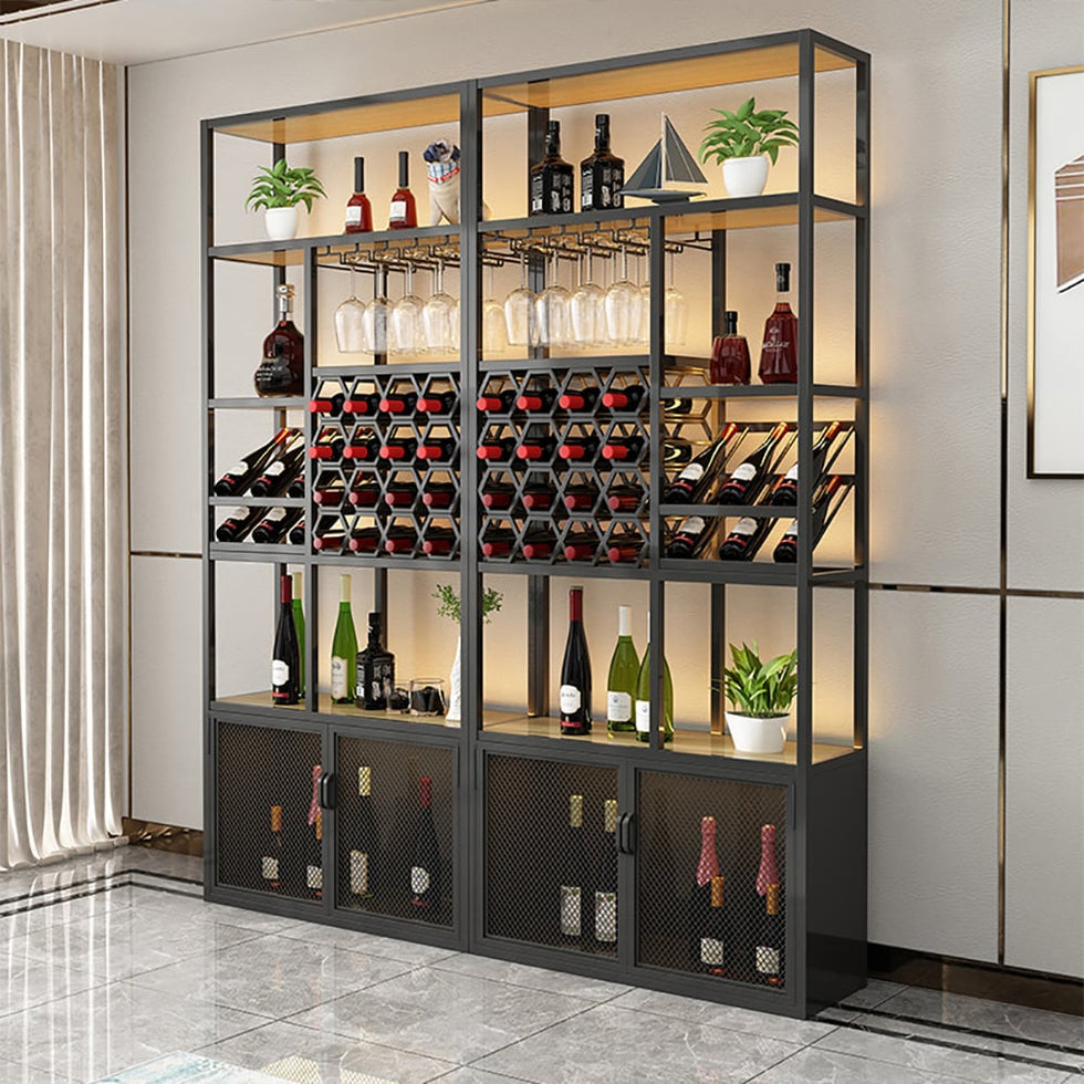 HMR - Industrial Standing Glass Wine Rack in Left Side