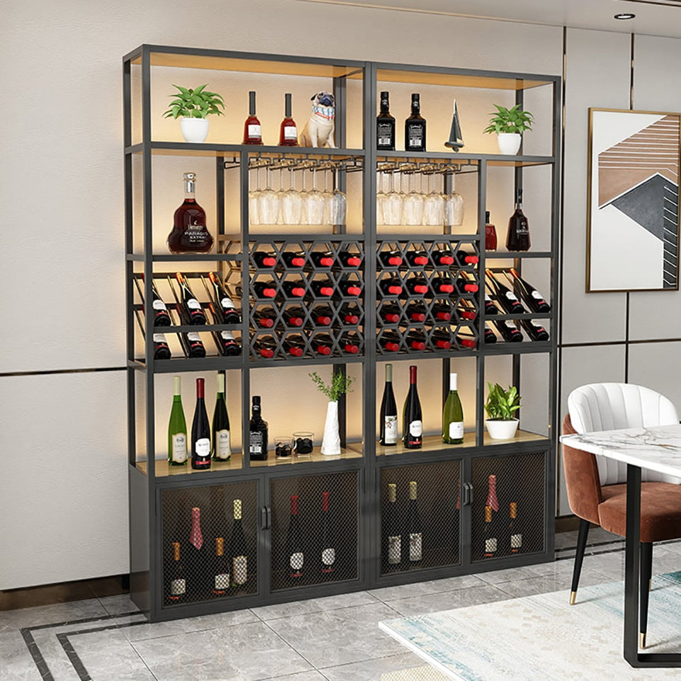 HMR - Industrial Standing Glass Wine Rack in Left Side