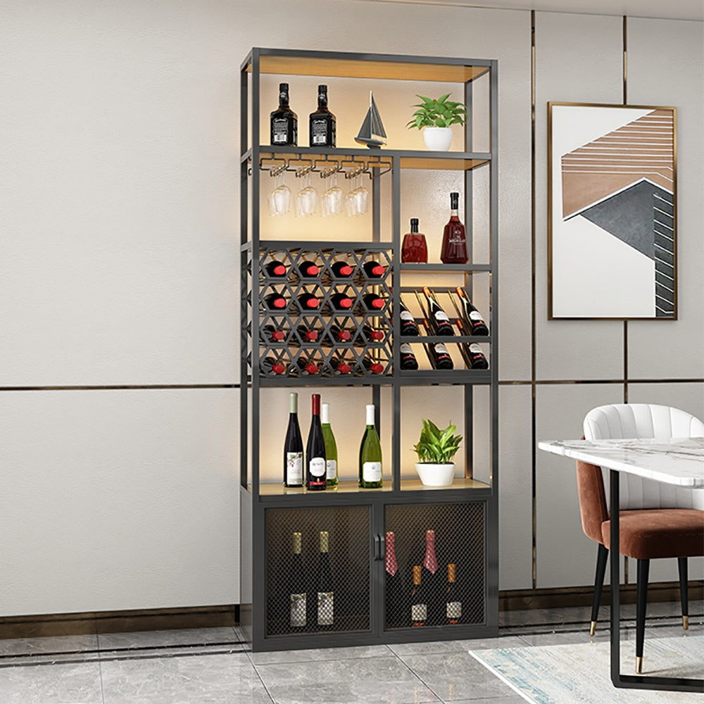 HMR - Industrial Standing Glass Wine Rack in Left Side