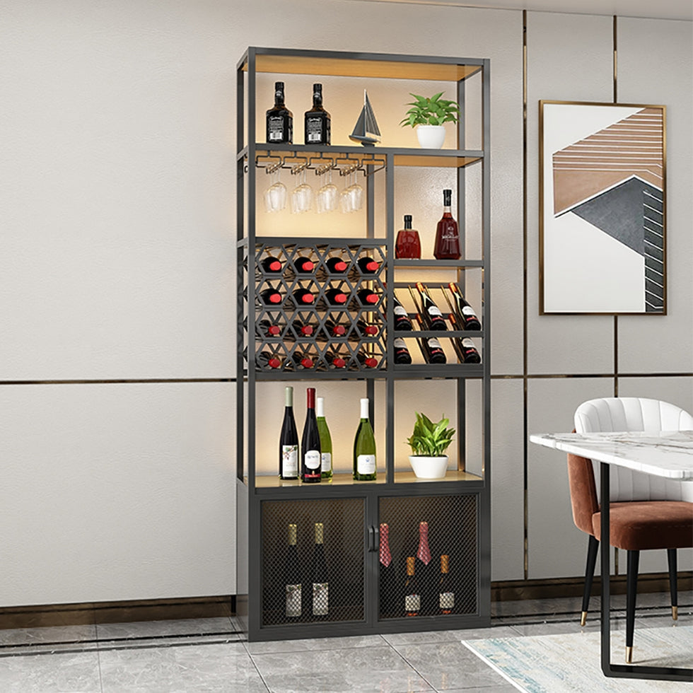 HMR - Industrial Standing Glass Wine Rack in Left Side