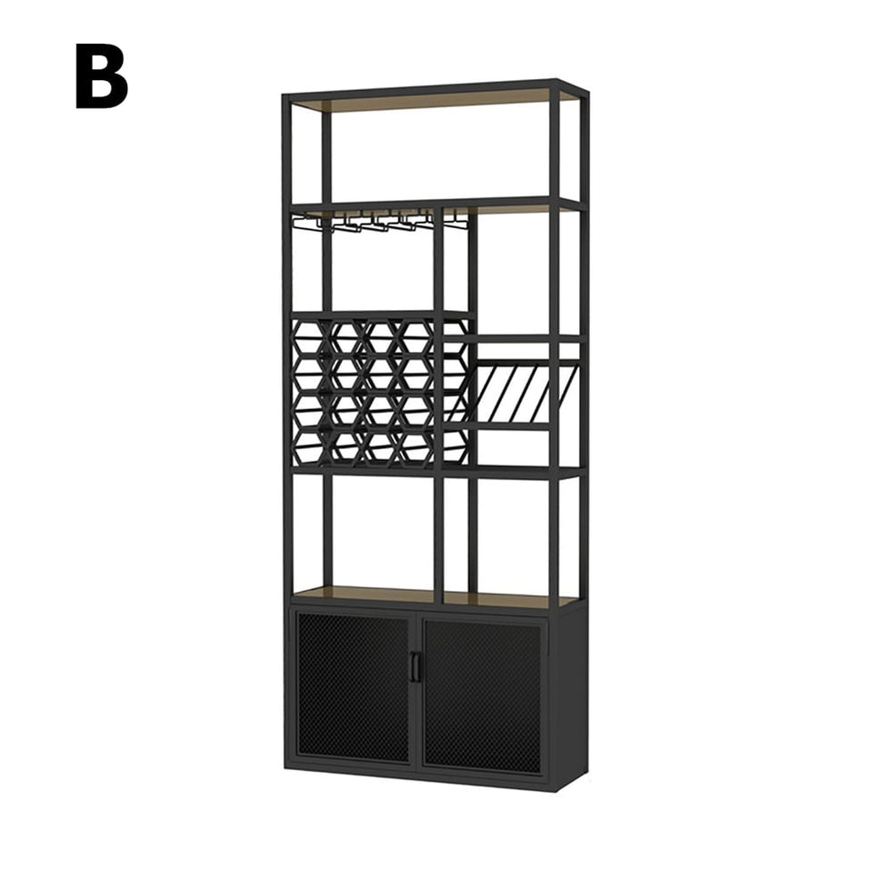 HMR - Industrial Standing Glass Wine Rack in Left Side