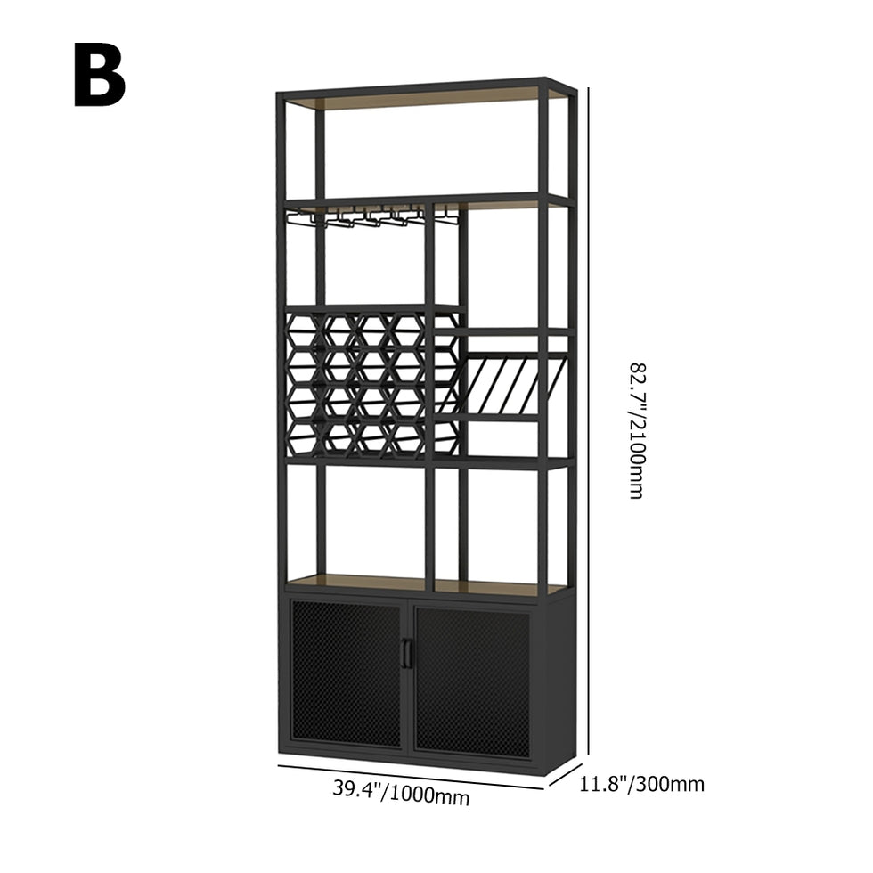 HMR - Industrial Standing Glass Wine Rack in Left Side