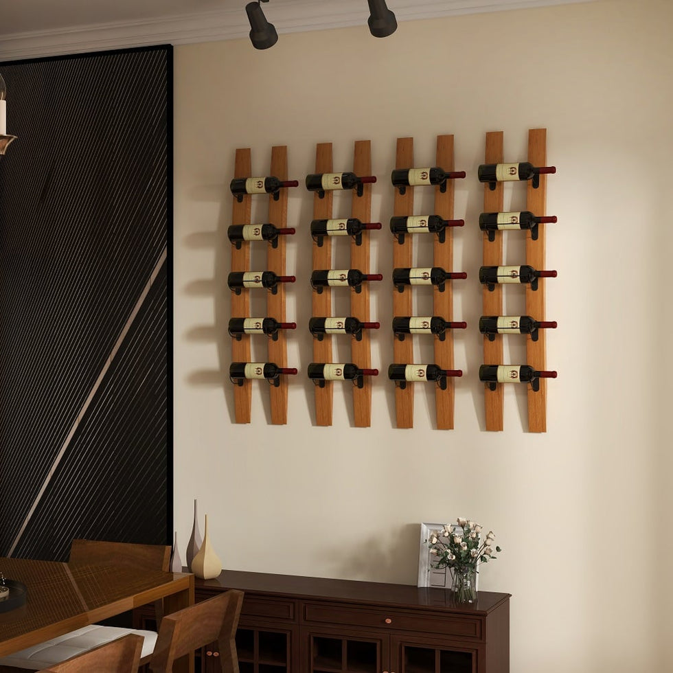HMR - Wooden Wall Wine Rack in Natural