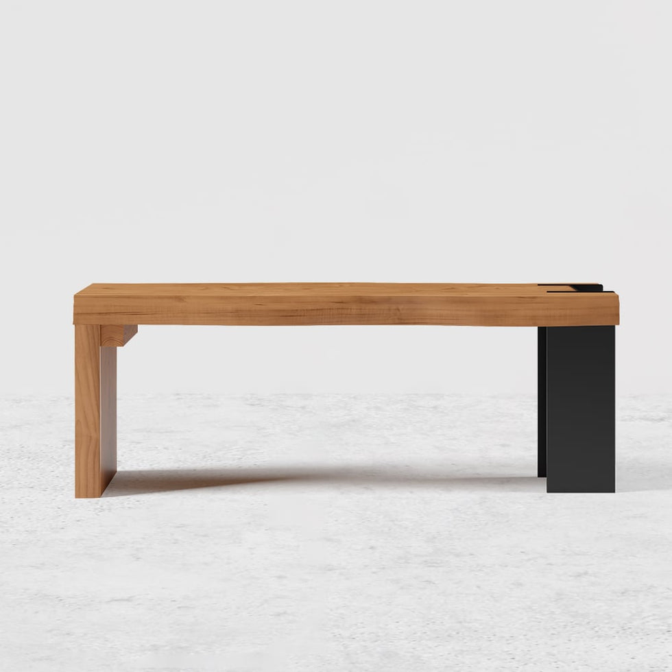 HMR - Retro Bench Entryway Bench with Metal Legs in Natural