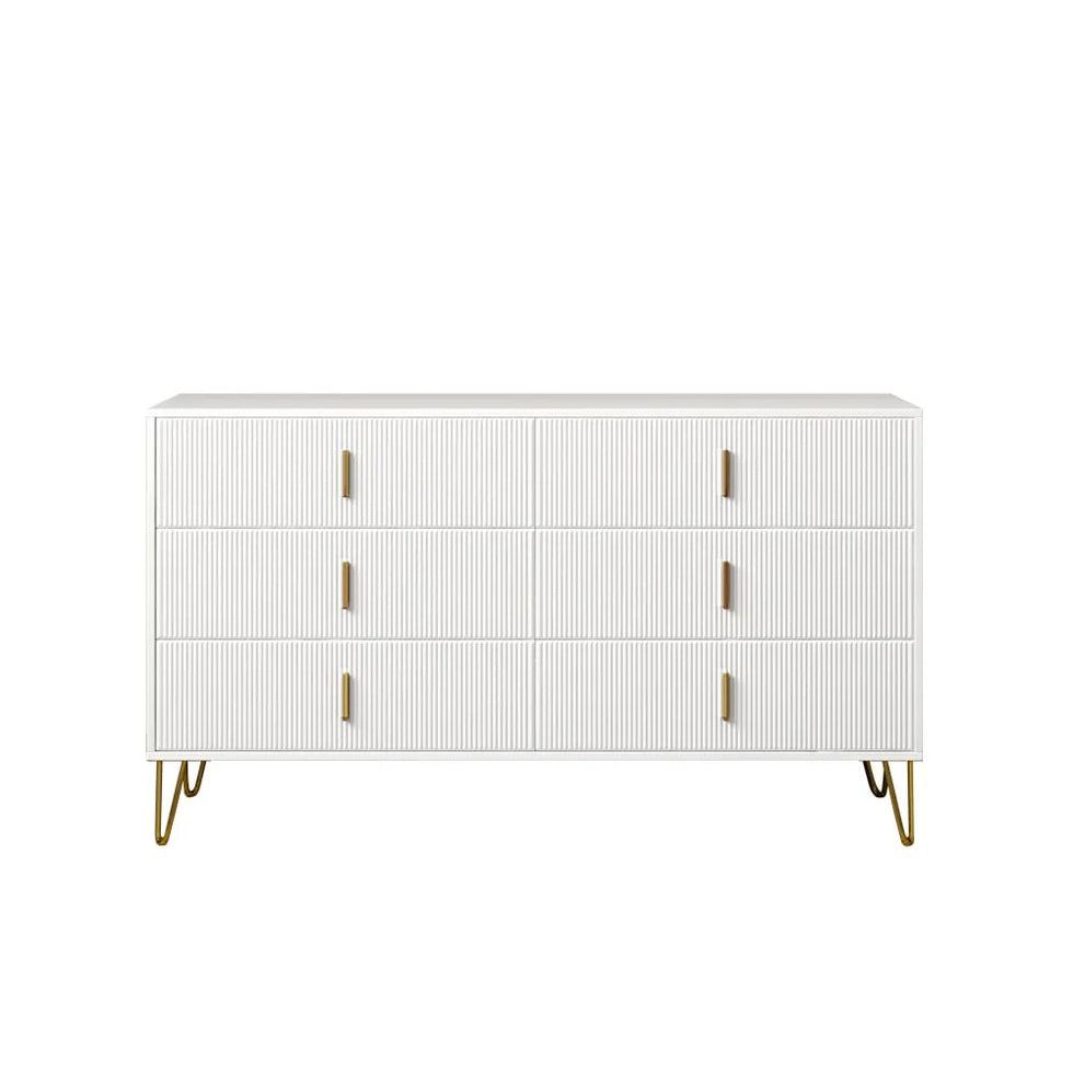 HMR - 6-Drawers Buffet Cabinet in White