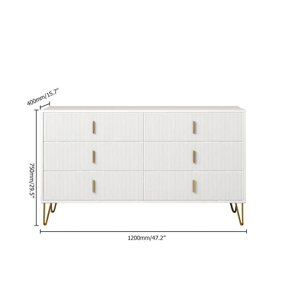 HMR - 6-Drawers Buffet Cabinet in White