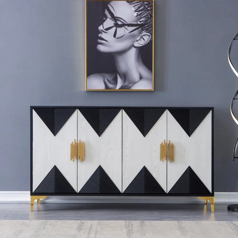 HMR - Wovuna Series Sideboard Buffet with 4 Doors & 6 Shelves