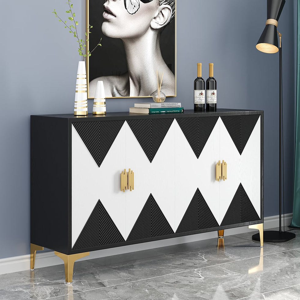 HMR - Wovuna Series Sideboard Buffet with 4 Doors & 6 Shelves