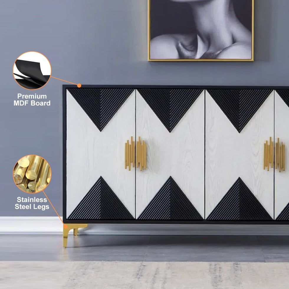 HMR - Wovuna Series Sideboard Buffet with 4 Doors & 6 Shelves