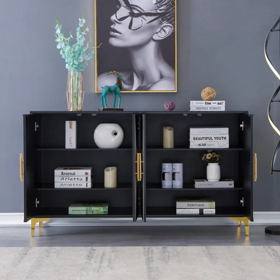 HMR - Wovuna Series Sideboard Buffet with 4 Doors & 6 Shelves