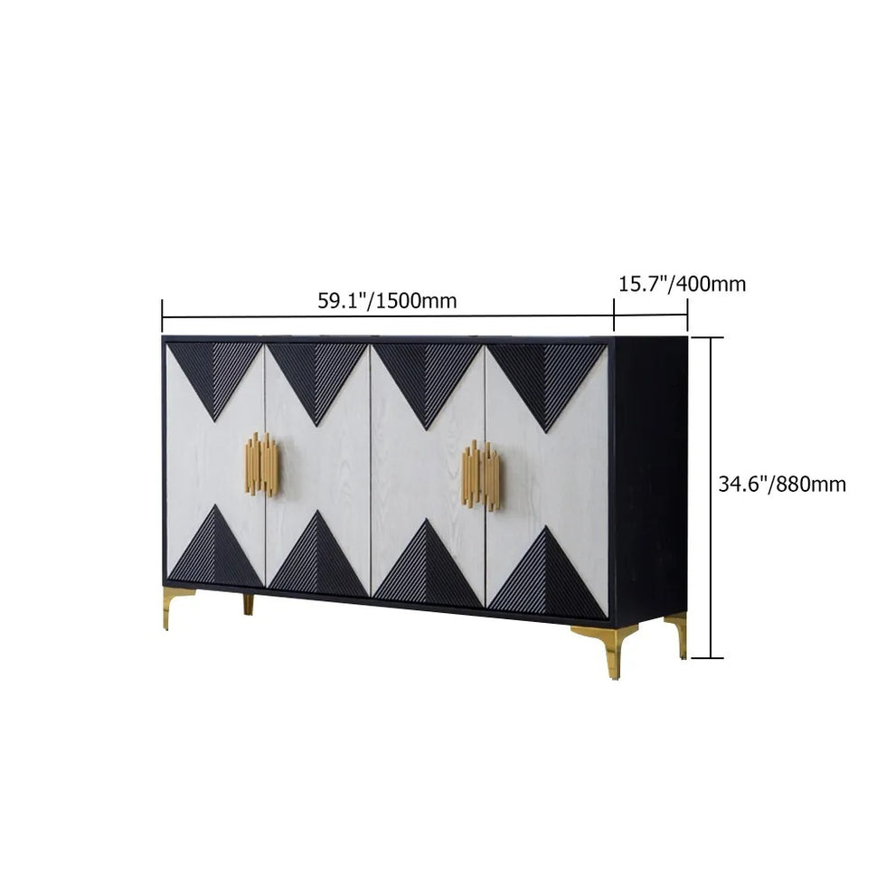HMR - Wovuna Series Sideboard Buffet with 4 Doors & 6 Shelves
