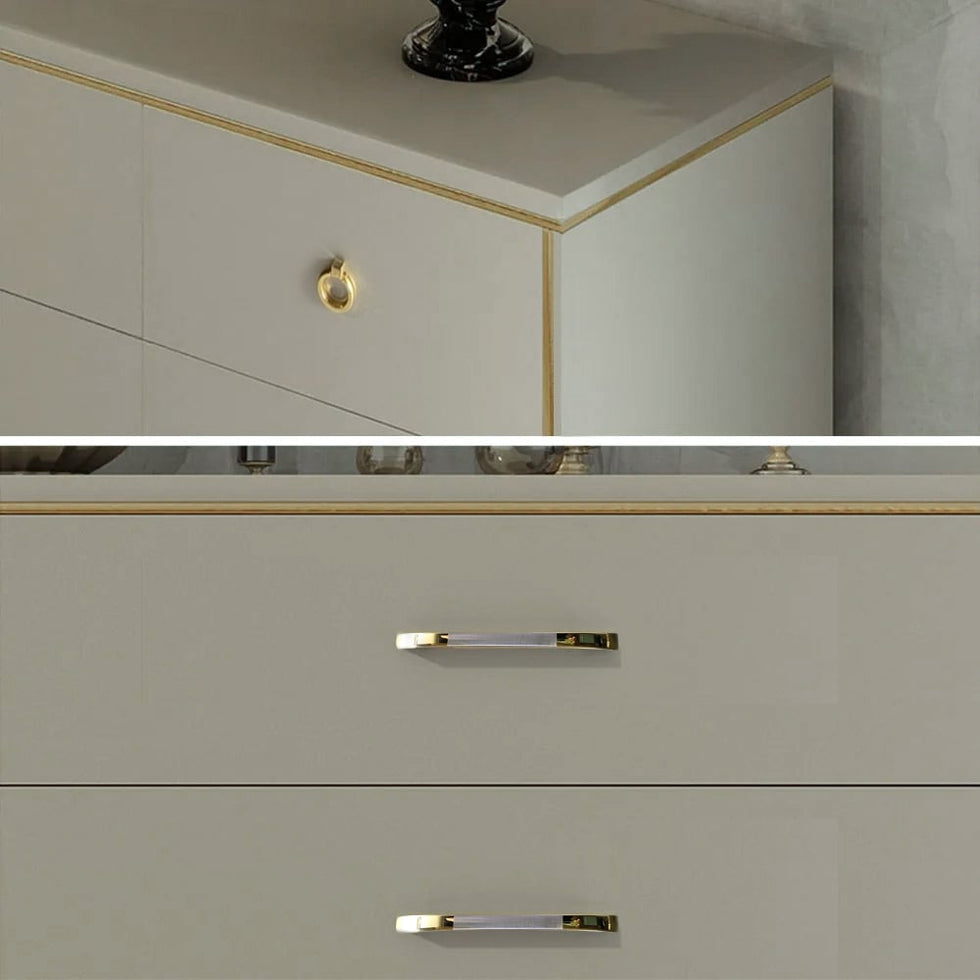 HMR - 9-Drawer Bedroom Dresser for Storage in 63"W, Champagne and Gold