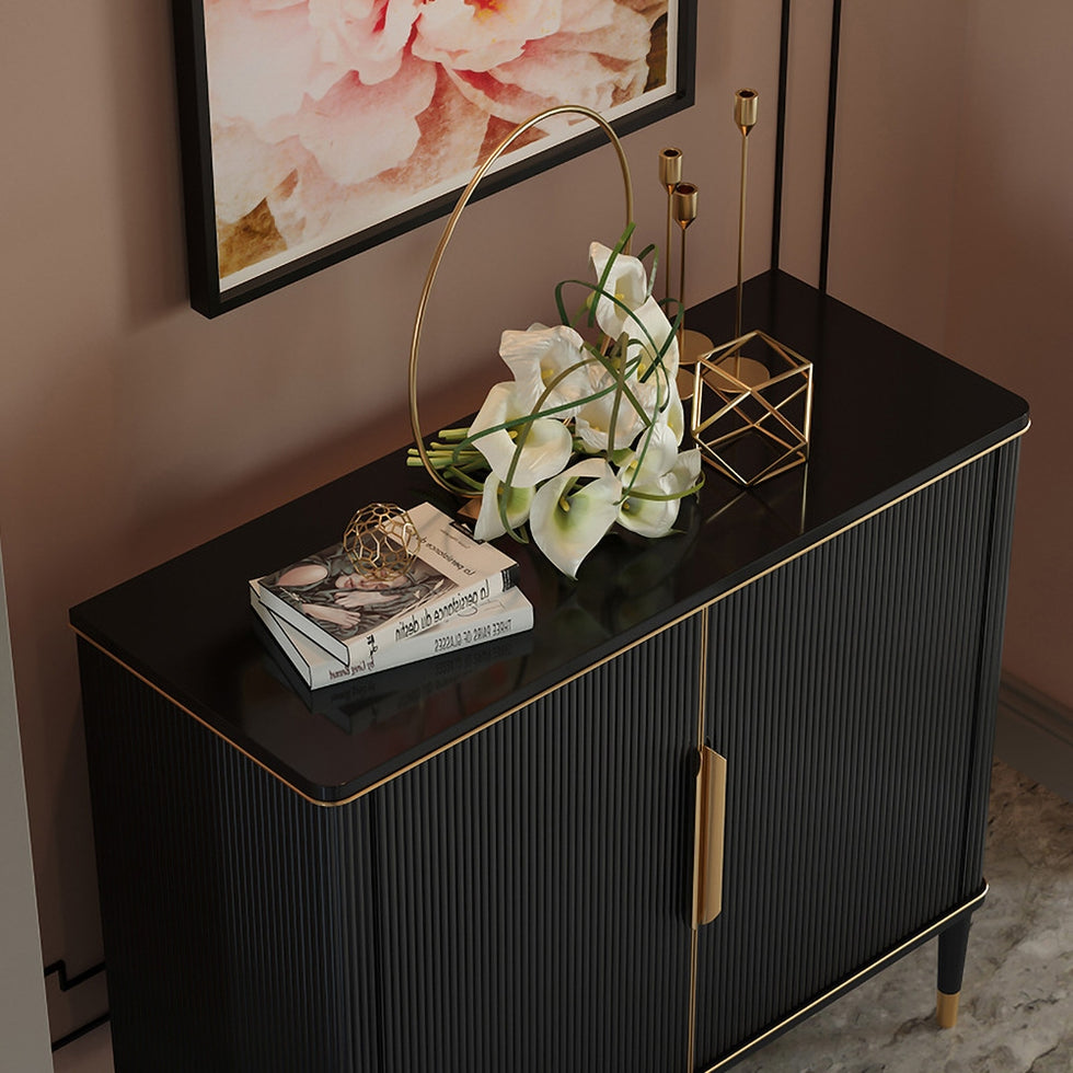 HMR - Modern Entryway Accent Cabinet with 2 Doors 2 Shelves 43.3" in Black