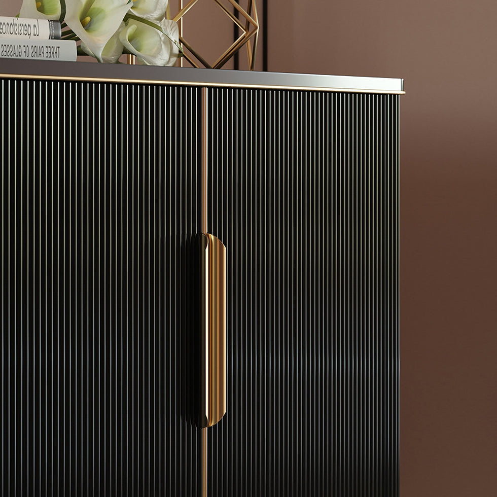 HMR - Modern Entryway Accent Cabinet with 2 Doors 2 Shelves 43.3" in Black