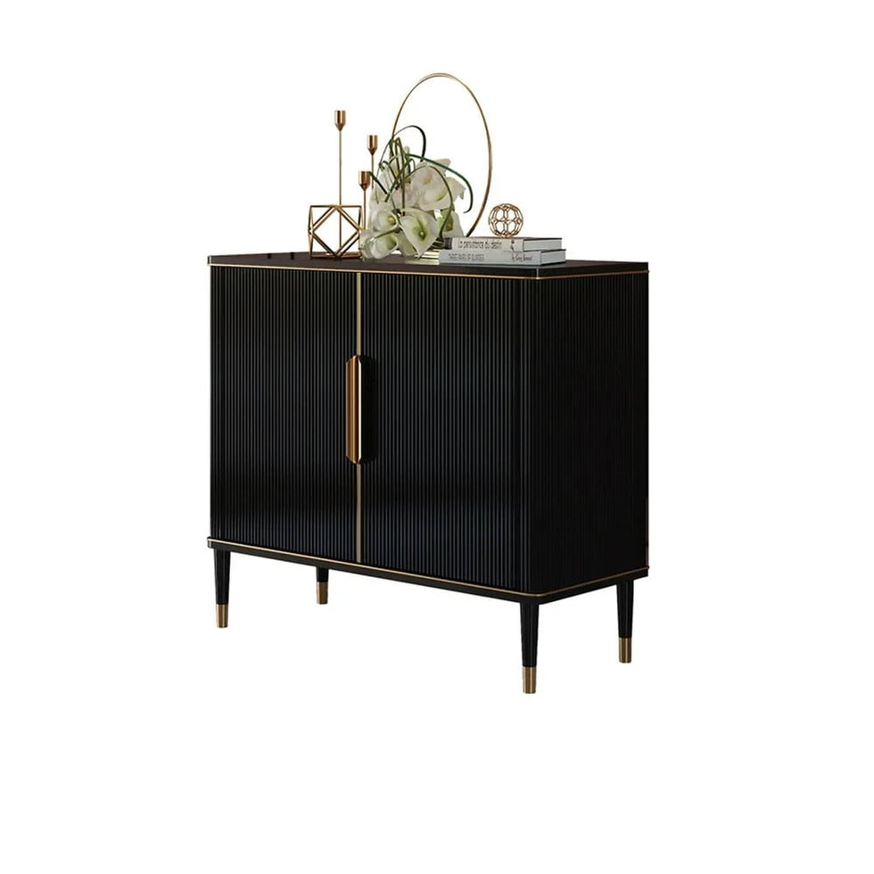 HMR - Modern Entryway Accent Cabinet with 2 Doors 2 Shelves 43.3" in Black
