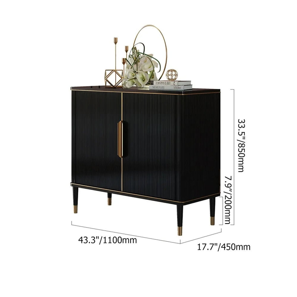 HMR - Modern Entryway Accent Cabinet with 2 Doors 2 Shelves 43.3" in Black