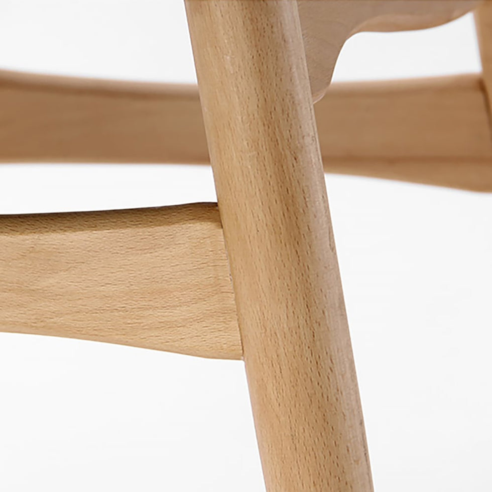 HMR - Japandi Modern Wood Dining Chair with Faux Leather Upholstery