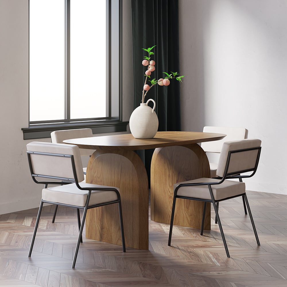 HMR - Tintica Series Japandi Style Oval Wood Dining Table