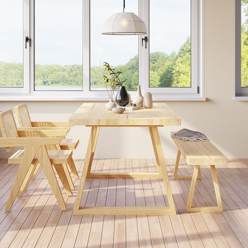 HMR - Rectangular Dining Table Pine in 63"L, Natural