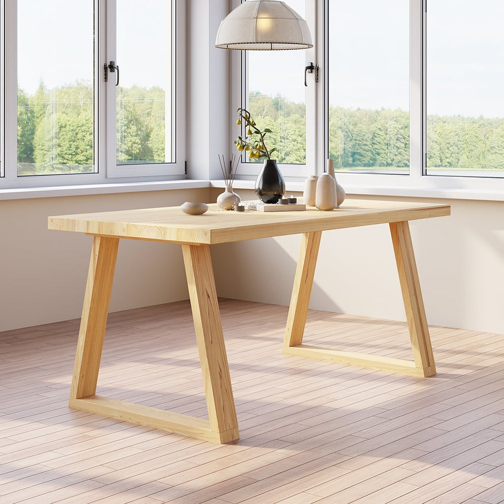 HMR - Rectangular Dining Table Pine in 63"L, Natural