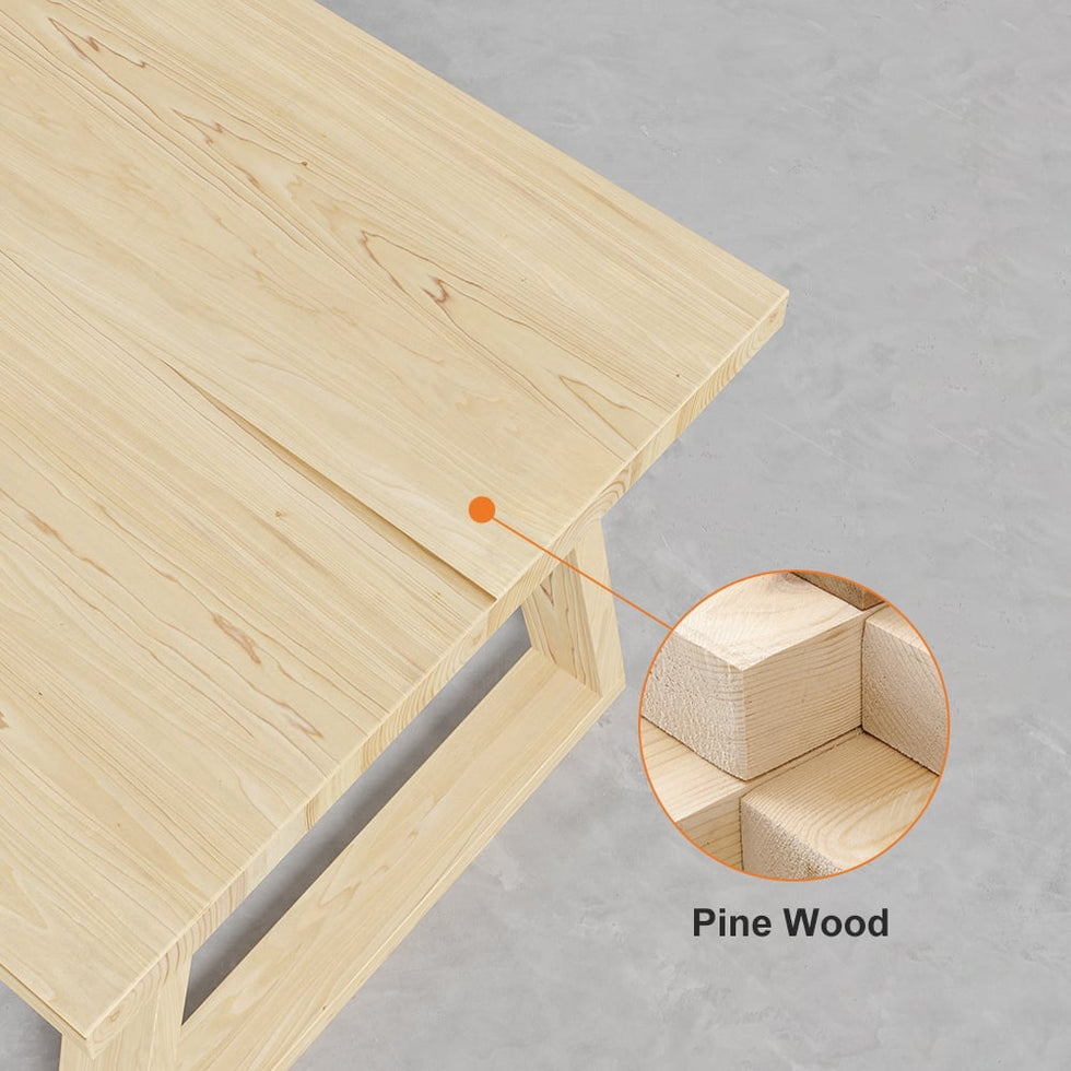 HMR - Rectangular Dining Table Pine in 63"L, Natural