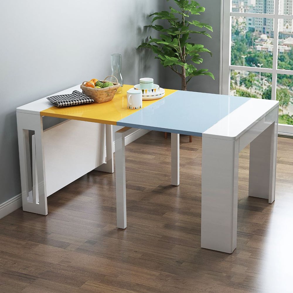 HMR - 16"-73" Modern Style Rectangle Folding Wold Dining Table Seats 2-8 People
