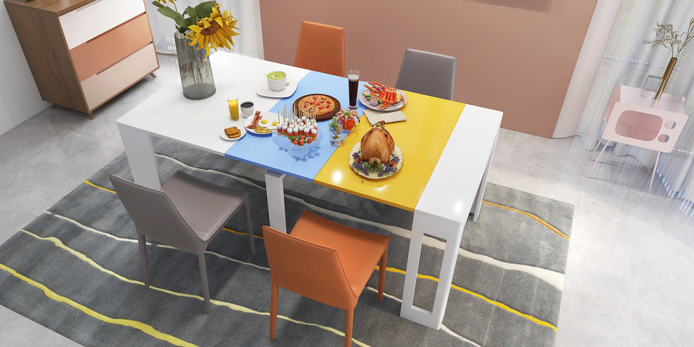 HMR - 16"-73" Modern Style Rectangle Folding Wold Dining Table Seats 2-8 People