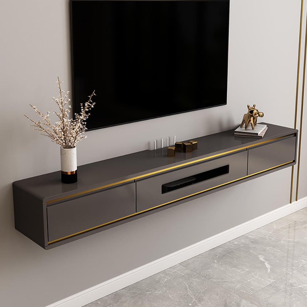 HMR - Smooth TV Stand Postmodern Minimalist Floating Media Console with Storage