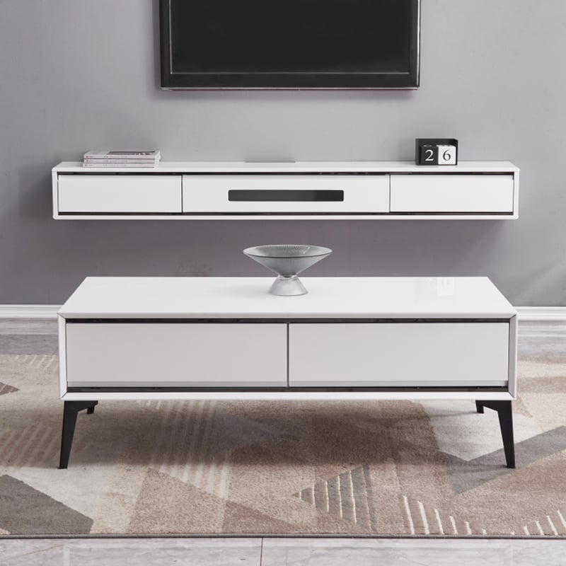HMR - Smooth TV Stand Postmodern Minimalist Floating Media Console with Storage