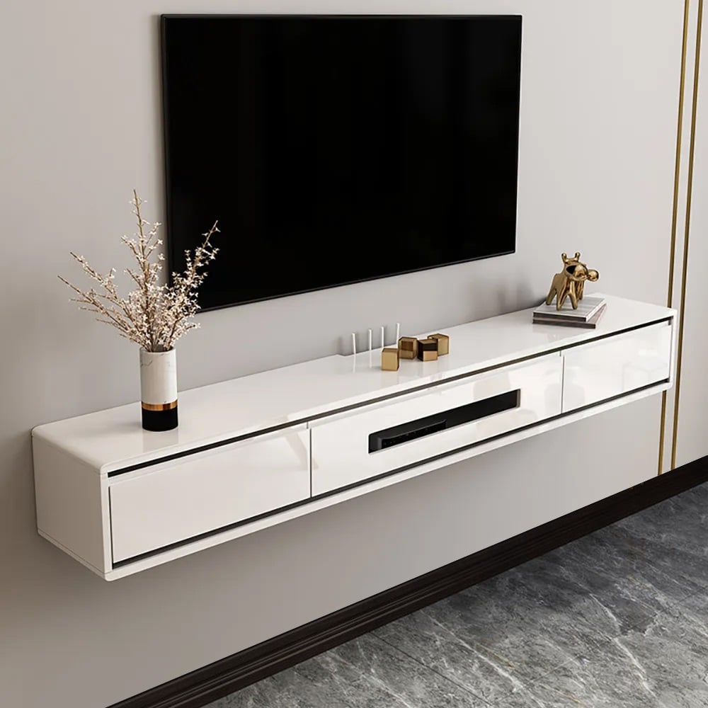 HMR - Smooth TV Stand Postmodern Minimalist Floating Media Console with Storage